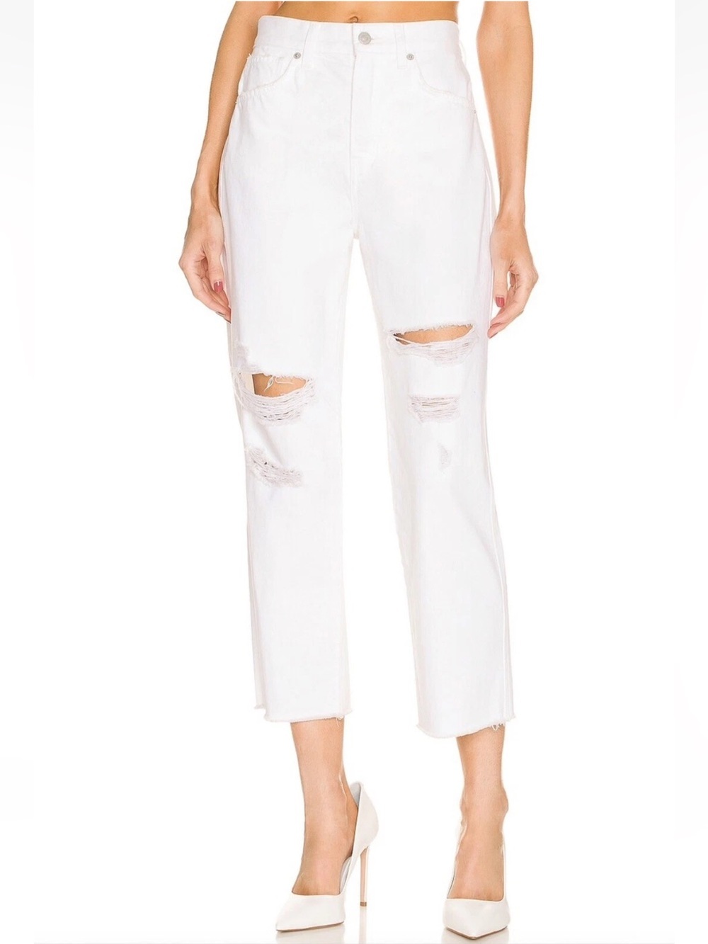 Veronica Beard Blake Crop Classic Straight-Leg High-Rise White Women’s Size 26